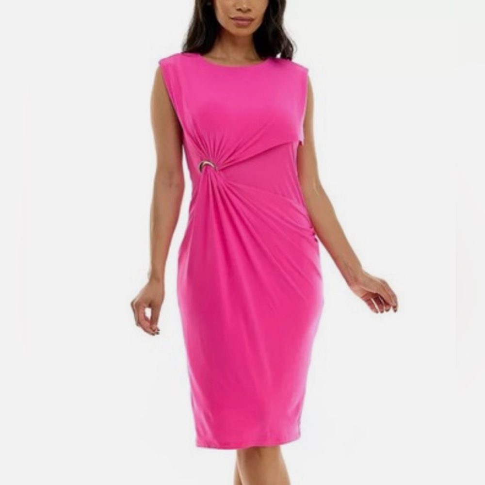NWT Nina Leonard Vibrant Pink Midi Dress Size Small